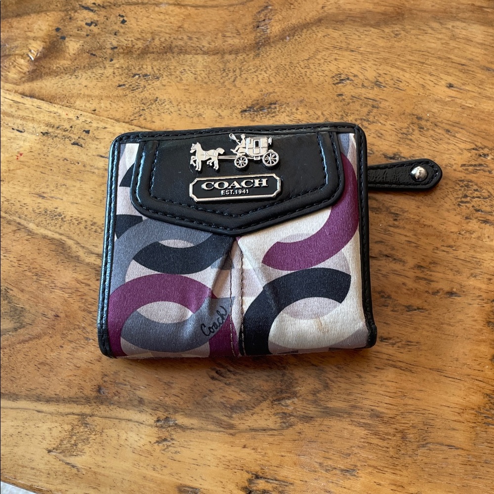 Coach Black and Purple Patterned Wallet